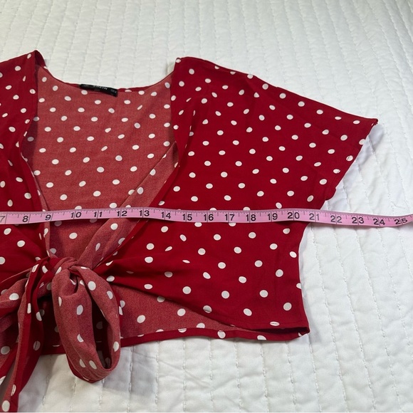SHEIN Coquette Polka Dot front Tie Shirt Size Medium - Picture 5 of 10